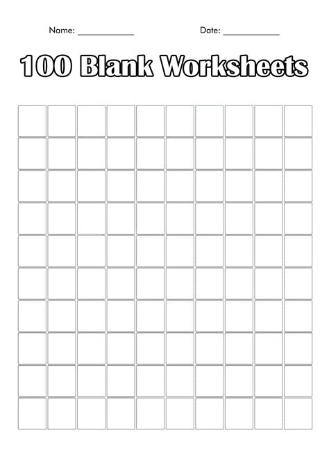 Free Printable Blank 100 Chart