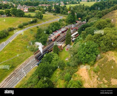 Aerial View of Grosmont Station and Village, North Yorkshire Moors, UK Stock Photo - Alamy