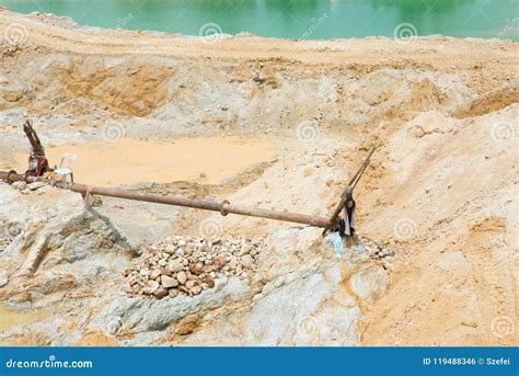 Sand mining activity stock photo. Image of material - 119488346