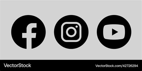 Black rounded icons facebook instagram youtube Vector Image