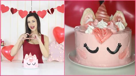 VALENTINES UNICORN CAKE | BAKING TUTORIAL | RED VELVET | - YouTube