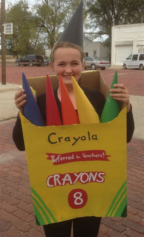 Crayon box costume - marlea bought a cardboard box, painted and used ...