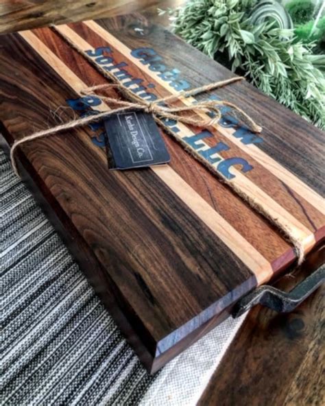 Custom Charcuterie Board With Handles and Epoxy Inlay | Etsy