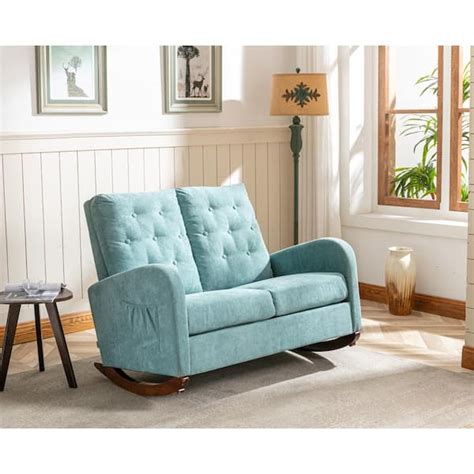 GOJANE Mint Green Upholstery Living Room Comfortable Rocking Loveseat ...