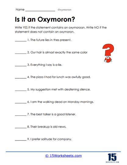 Oxymoron Worksheets - 15 Worksheets.com