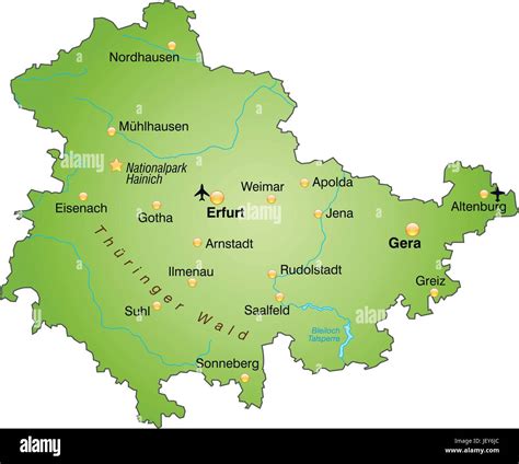 thuringia, card, state, atlas, map of the world, map, thueringen ...