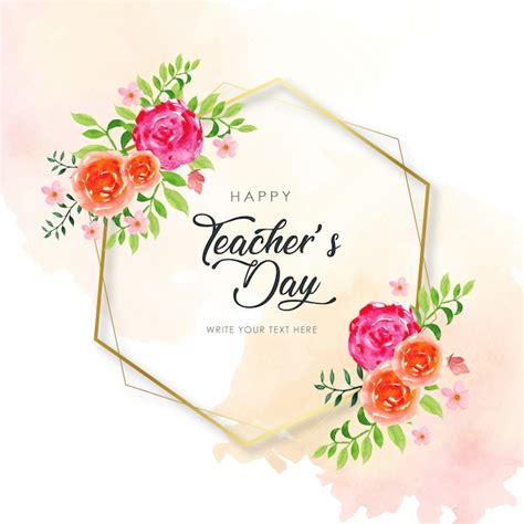 Happy teacher's day hexagon frame Vector | Premium Download