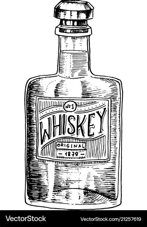 Vintage whiskey bottle with label american badge Vector Image