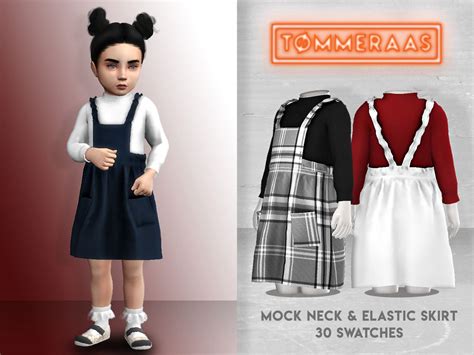 TØMMERAAS CC : Mock Neck Top & Elastic Skirt (#8) - TØMMERAAS -... The Sims 4 Kids, The Sims 4 ...