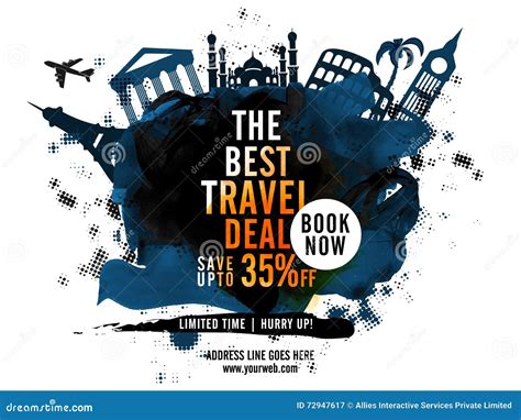 Best Travel Deal Poster, Banner or Flyer Design. Stock Illustration - Illustration of paint ...