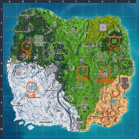 Search the letter 'O' west of Pleasant Park and the other Fortnite letters - Season 7 Week 4 ...