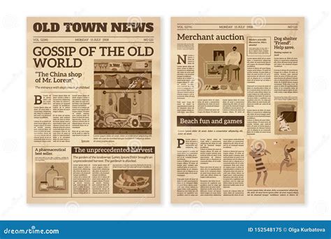 Retro Newspaper. daily News Articles Yellow Newsprint Old Magazine. Media Newspaper Pages Stock ...