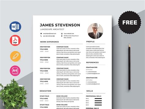 Free Landscape Architect Resume Template by Andy Khan on Dribbble