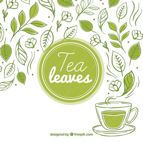 Premium Vector | Tea leaves background with tea cup