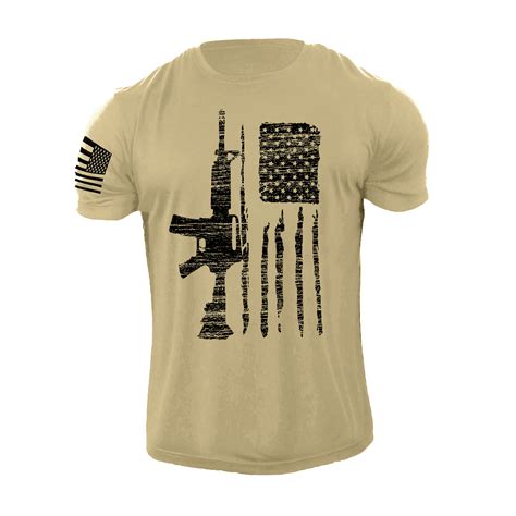 Men's USA GUN Flag T Shirt American Patriotic 100% Cotton Distressed ...