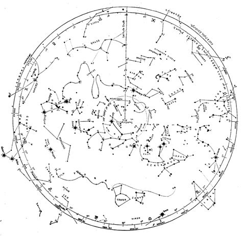 Hand Painted Map of the Stars, Southern Constellations 1856 / Map of the Constellations ...