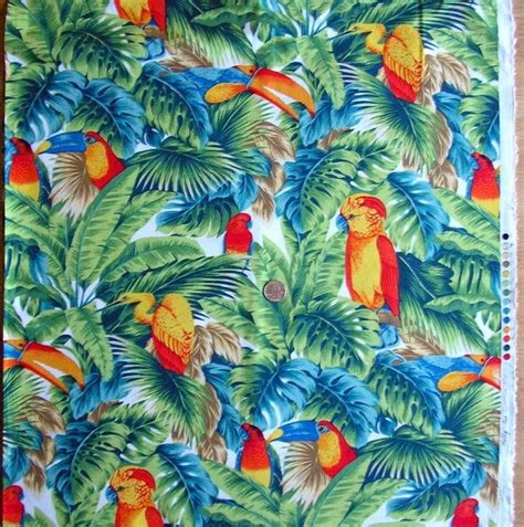 Cotton Fabric Bird Print Bright & Beautiful Tropical 3 yards