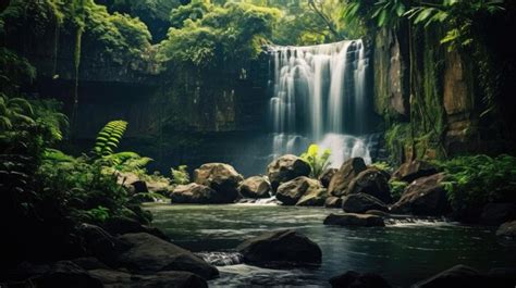 Premium Photo | A photo of a waterfall in an African jungle cascading water