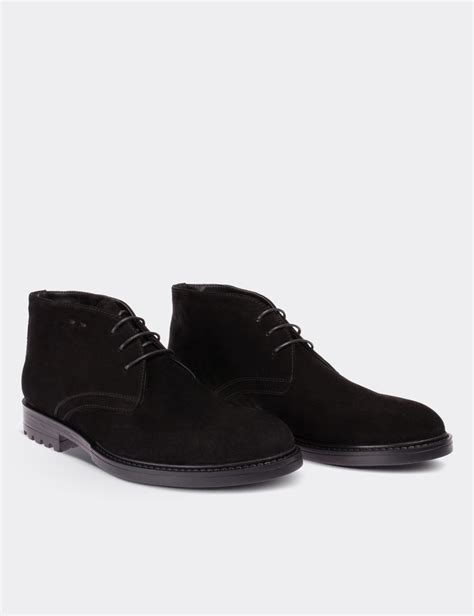 Black Suede Leather Desert Boots 01295MSYHC01 - Deery