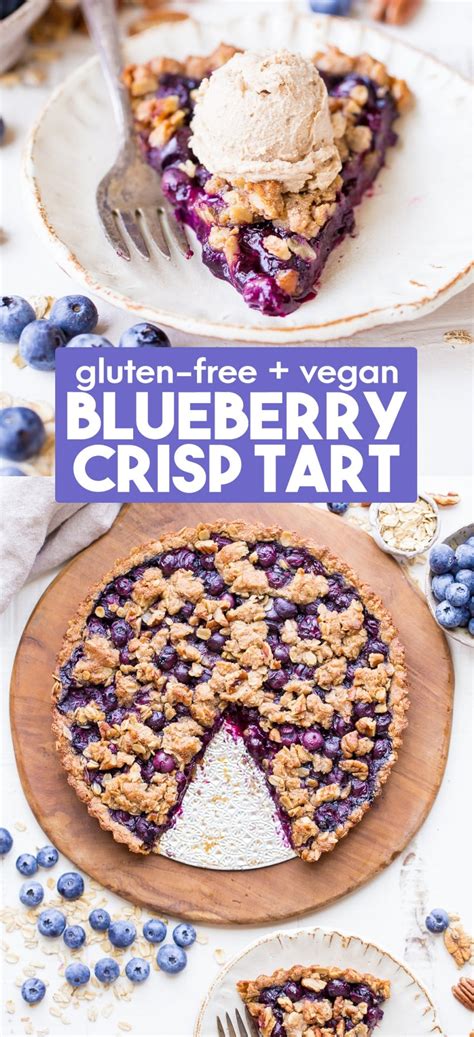 Blueberry Crisp Tart with Oatmeal Crust (Gluten Free + Vegan) • Bakerita