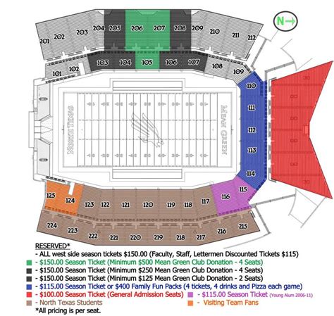 UNT Stadium Seating Diagram - Mean Green Stadium Pics - GoMeanGreen.com