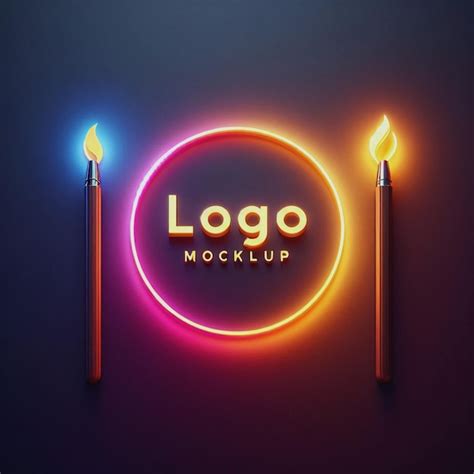 Premium Photo | 3D neon logo mockup