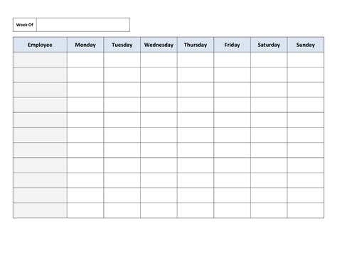 Free Printable Work Schedule Template Employee Maker App Weekly - Free ...