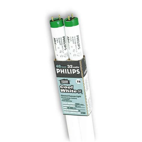 Philips 32W T8 48-inch Cool White (4100K)Fluorescent Light Bulb (2-Pack) | The Home Depot Canada