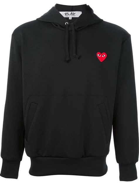 Play comme des garçons Heart Logo Hoodie in Black for Men | Lyst