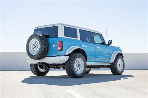 retro-inspired baby blue ford bronco with gloss white pops is now on sale