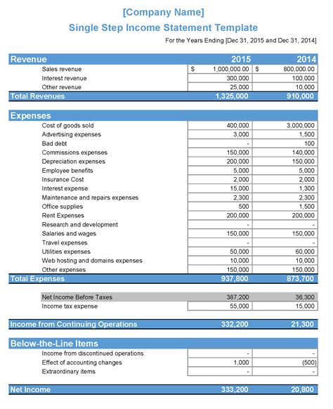 Quarterly Income Statement Template Excel Spreadsheet Template Quarterly Income Statement ...