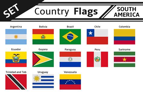 set countries flags south america ~ Illustrations ~ Creative Market