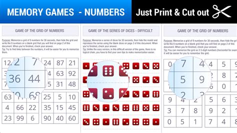 Memory games to print with Numbers - Free | Memozor