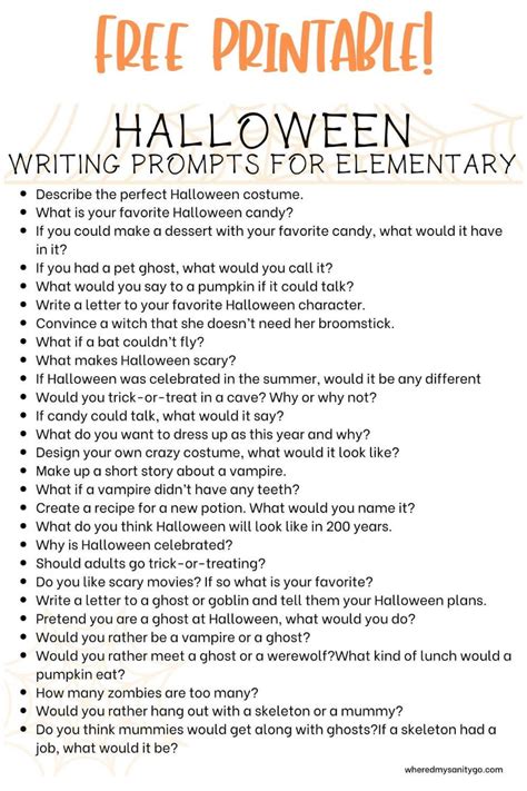 Halloween Writing Prompts for Elementary That Are Spooky and Fun Free ...