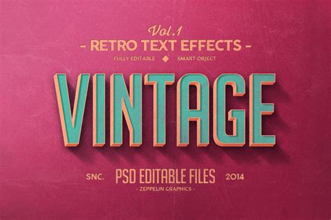 Vintage Text Effects Vol.1 ~ Photoshop Add-Ons ~ Creative Market