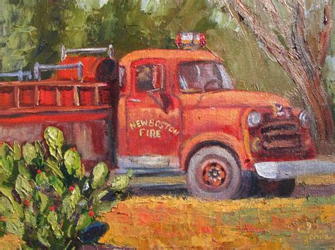 Artists Of Texas Contemporary Paintings and Art: Old Fire Truck by Sheri Jones