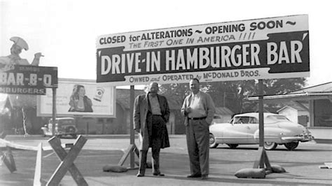 Maurice and Richard McDonald, the founders of McDonald’s, standing in ...