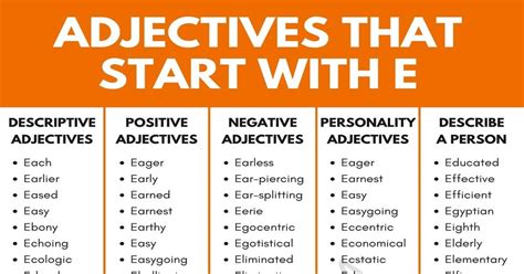 1000+ Adjectives that Start with E (E Adjectives in English) • 7ESL