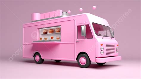 Pink Food Truck With Advertising Board A 3d Rendered Concept Background ...