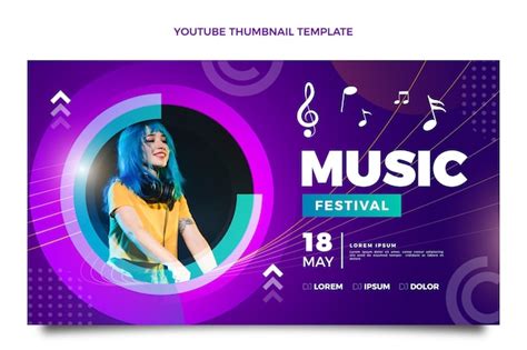 Free Vector | Gradient colorful music festival youtube thumbnail