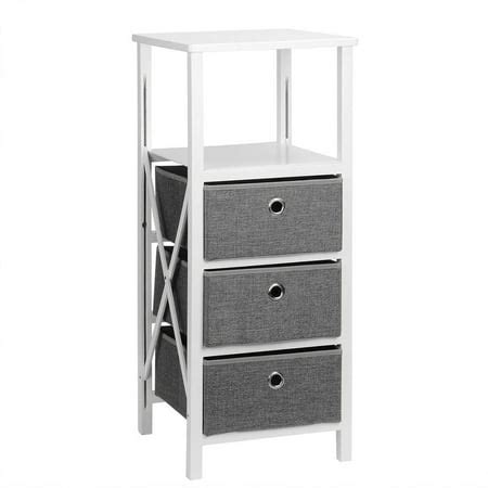 3 Drawer Nightstand , Durable MDF End Table Storage Organizer Tower Rack with Removable Bins and ...