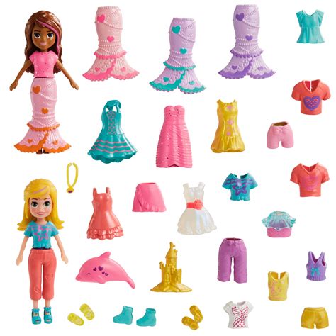 Polly Pocket Dolls & Accessories, 2 Dolls with 25 Themed Accessories, 3-inch Scale Fun - Walmart.com