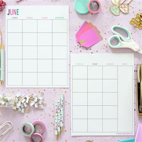 Free Printable 2 Page Blank Monthly Calendar 2025