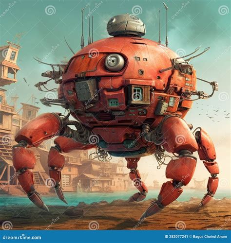 Crab Robot Digital Illustration Stock Illustration - Illustration of merges, elements: 282077241