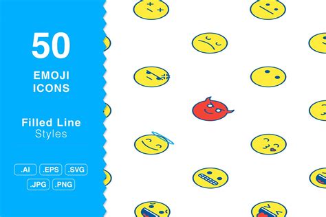 Emoji Filled Line Icons Pack | Emoji Icons ~ Creative Market