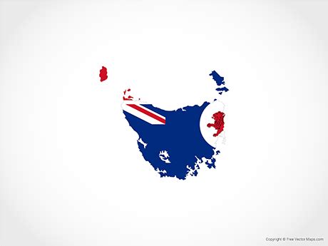 Printable Vector Map of Tasmania - Flag | Free Vector Maps