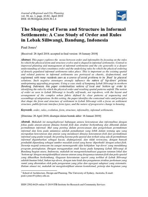 The Shaping of Form and Structure in Informal Settlements A Case Study of Order and Rules in ...