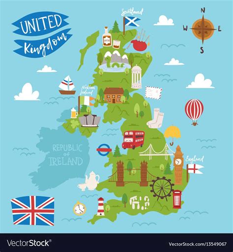 United kingdom great britain map travel city tourism transportation on ...