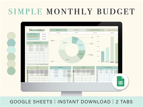 Monthly Budget Spreadsheet Google Sheets Budget Template - Etsy