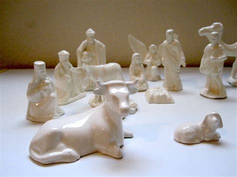 Vintage Nativity Set 17 Pieces White Ceramic Handmade | Etsy